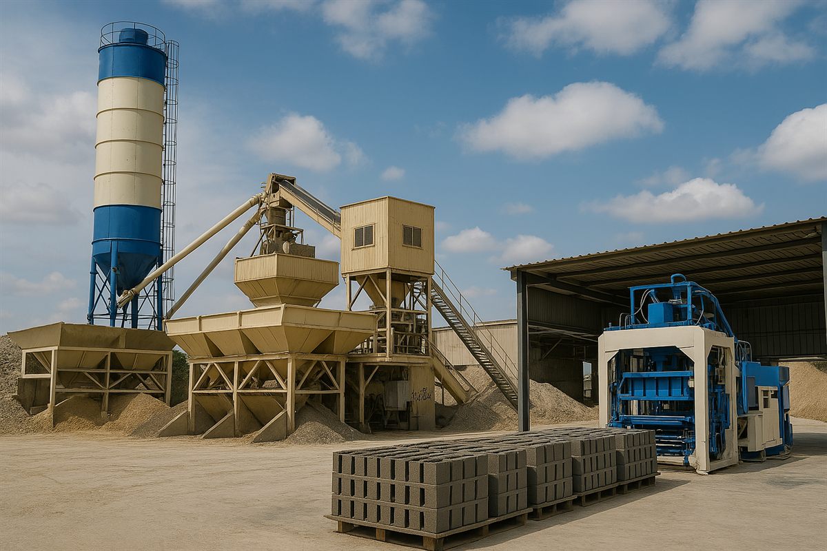 Concrete batching and block plant equipment in Saudi Arabia