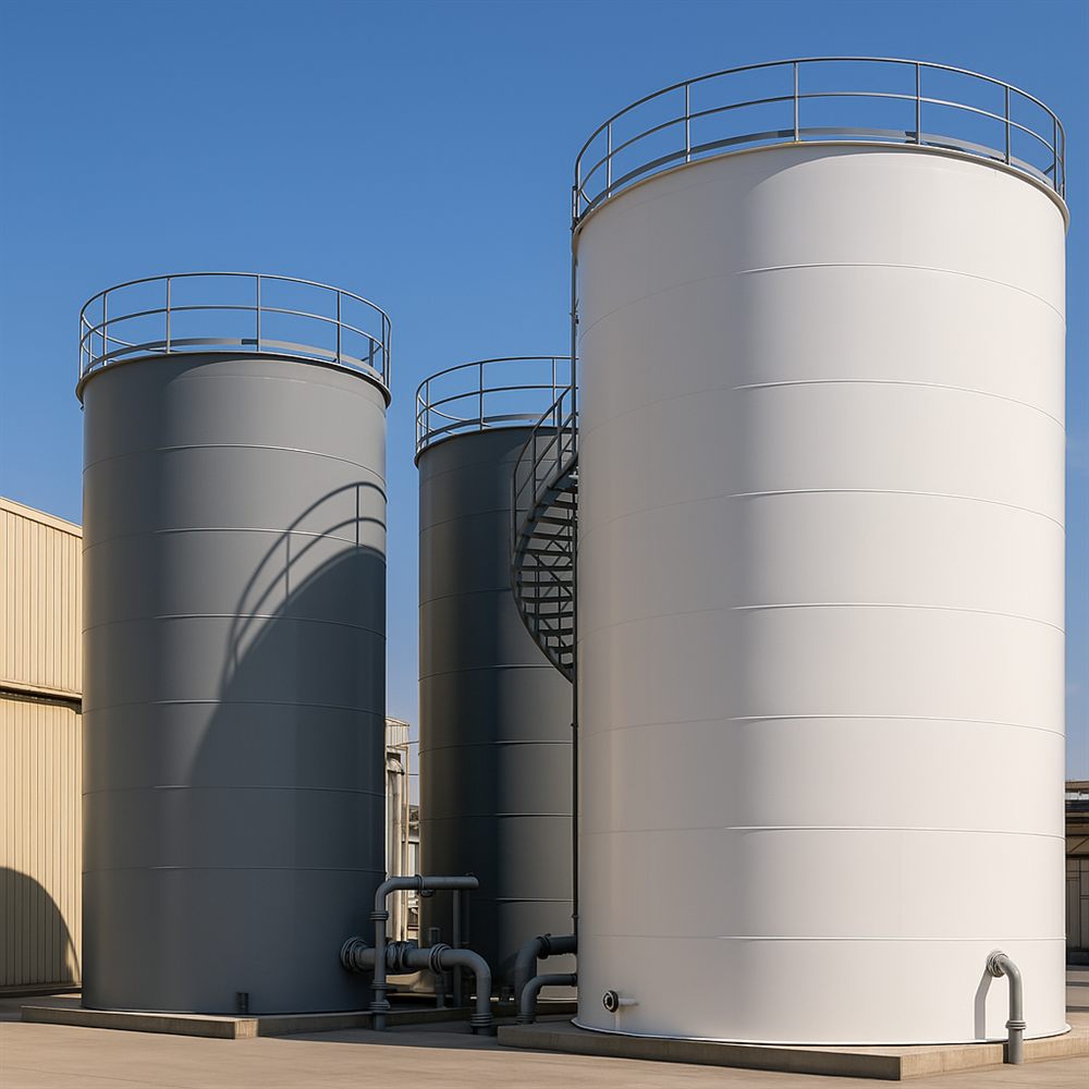 Industrial diesel and water storage tanks fabricated for plant sites