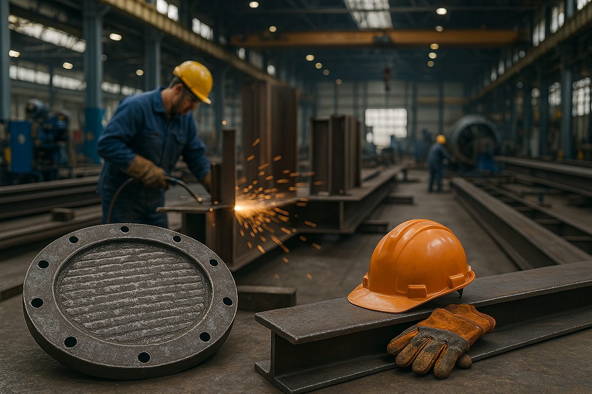 SABAKT steel fabrication workshop with industrial welding and heavy beams